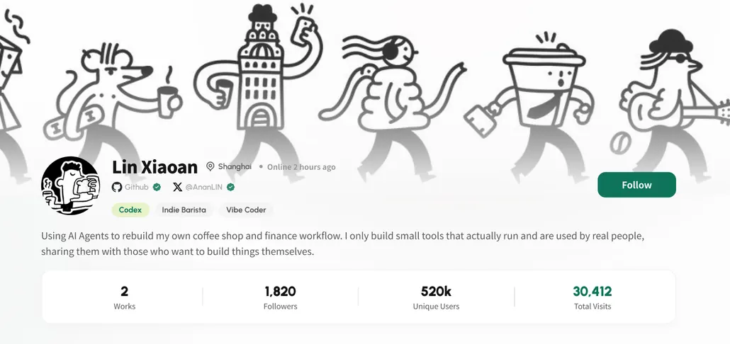 Creator profile on PocketBay
